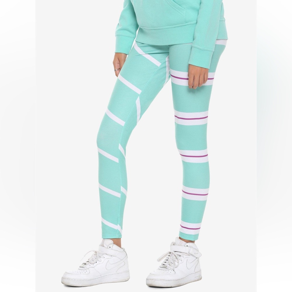 Mint Green Striped Leggings